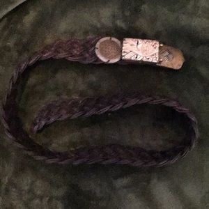 Woven Belt with brass and carved buckle